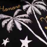 PALM ANGELS VILLE LUMIÈRE RUE DE SAINT-HONORÉ 217 Men Casual Hoodie Silver Palm Tree Embroidery Logo Sweatshirt
