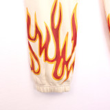 Palm Angels Men Casual Sweatpants Flame Graffiti Logo Street Sports Pants