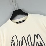 Palm Angels Classic Flame Graffiti Logo Short Sleeve Unisex Casual Cotton I-Shirt