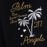 PALM ANGELS VILLE LUMIÈRE RUE DE SAINT-HONORÉ 217 Men Casual Hoodie Silver Palm Tree Embroidery Logo Sweatshirt