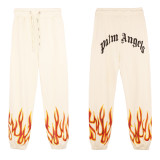 Palm Angels Men Casual Sweatpants Flame Graffiti Logo Street Sports Pants