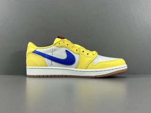 Travis Scott  x Jordan Air Jordan 1 Low Canary Unisex Casual Board Shoes Sneakers
