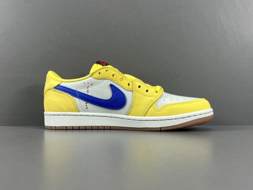 Travis Scott  x Jordan Air Jordan 1 Low Canary Unisex Casual Board Shoes Sneakers