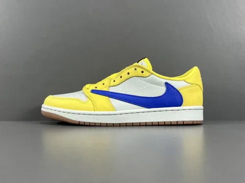 Travis Scott  x Jordan Air Jordan 1 Low Canary Unisex Casual Board Shoes Sneakers