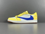 Travis Scott  x Jordan Air Jordan 1 Low Canary Unisex Casual Board Shoes Sneakers