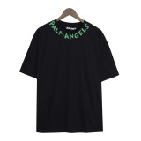 Palm Angels Classic Neckline Letter Logo Short Sleeve Unisex Casual Cotton T-Shirt
