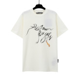 Palm Angels Classic Smoke Letter Logo Short Sleeve Unisex Casual Cotton T-Shirt
