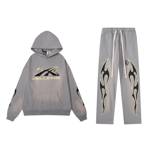Hellstar Classic Printed Hooded Sweater Unisex Loose Casual Set