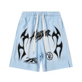 Hellstar Sky Blue Casual Shorts Loose Drawstring Cotton Pants