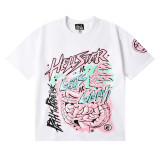 Hellstar Pink Body Guts Glory Printed T-shirt Unisex Cotton Casual Short Sleeve