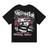 Hellstar Abstract Portrait Print Short Sleeve Unisex Casual Cotton T-shirt