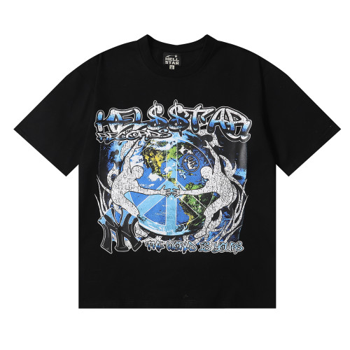 Hellstar Love and Peace Earth Print Short Sleeve Unisex Cotton Casual T-shirt