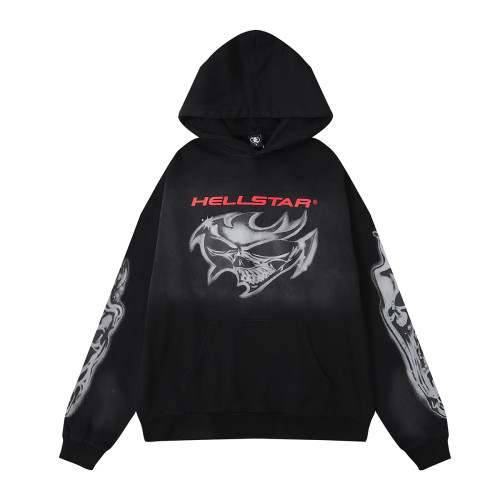 Hellstar Airbrush Skull Printed Sweatshirt Unisex Washed Hoodie Hoodie Set