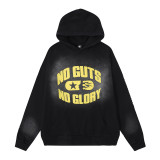 Hellstar NO GUTS NO GLORY Mud Print Retro Washed Old Hoodie Couple Casual Cotton Hoodie Set
