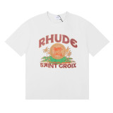 Rhude Coconut Print T-shirt Couple High Street Cotton Short Sleeve