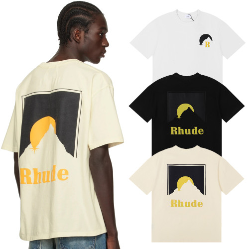 Rhude Classic Moonlight Print T-shirt Couple High Street Cotton Short Sleeve