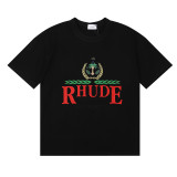 Rhude East Hampton Crest Print T-shirt Unisex Casual Round Neck Short Sleeve