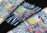 Rhude Flag Floral Printed T-shirt Unisex Fashion Casual Short Sleeve