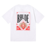 Rhude Red Card Print T-shirt Unisex Fashion Cotton Short Sleeve
