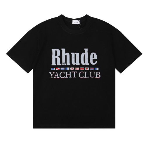 Rhude Yacht Club Flag Print T-shirt Unisex Casual Cotton Short Sleeve