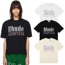 Rhude Yacht Club Flag Print T-shirt Unisex Casual Cotton Short Sleeve