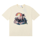 Rhude Sunset Print T-shirt Unisex High Street Cotton Short Sleeve