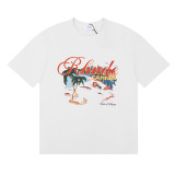 Rhude Cannes Beach Coconut Tree Print T-shirt Unisex Casual Loose Short Sleeve