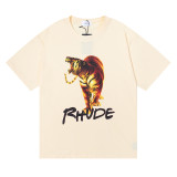 Rhude Fashion Tiger Printed T-shirt Unisex Casual Loose Short Sleeve
