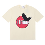Rhude High Street Black Peace Dove Print T-shirt Couple Casual Cotton T-shirt
