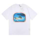Rhude Lone Wold Print T-shirt Unisex High Street Cotton Short Sleeve