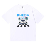 Rhude Formula Racing Print T-shirt Unisex High Street Cotton Short Sleeve
