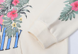 Rhude Flower Print Hoodies Unisex Casual Pullover Sweatshirt