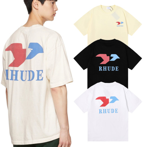 Rhude Of America Minimalist Print T-shirt Unisex Casual Cotton Short Sleeve