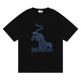 Rhude Leopard Print Short Sleeve Couple Cotton Loose T-shirt