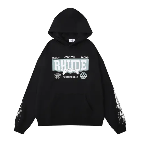 Rhude Retro Arm Print Cotton Pullover Hoodies Unisex Casual Sweatshirt