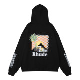 Rhude Coconut Racing Print Hoodies Unisex Casual Pullover Sweatshirt