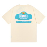Rhude Racing Crest Print Short Sleeve Couple Cotton Loose T-shirt