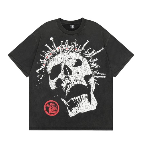 Hellstar Nailed Skull T-shirt Unisex Casual Loose Short Sleeve Tee