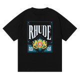 Rhude Card Print T-shirt Unisex Fashion Cotton Short Sleeve