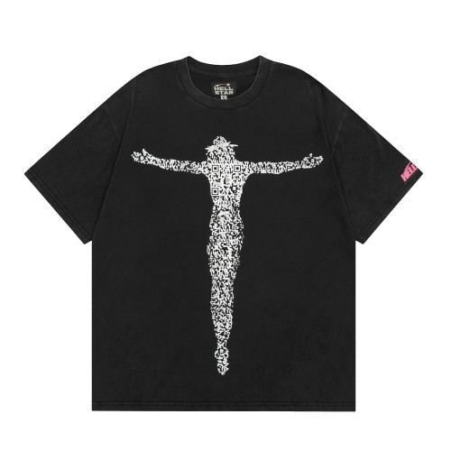 Hellstar Studios QR Christ Short Sleeve Unisex Washed Vintage Black T-shirt