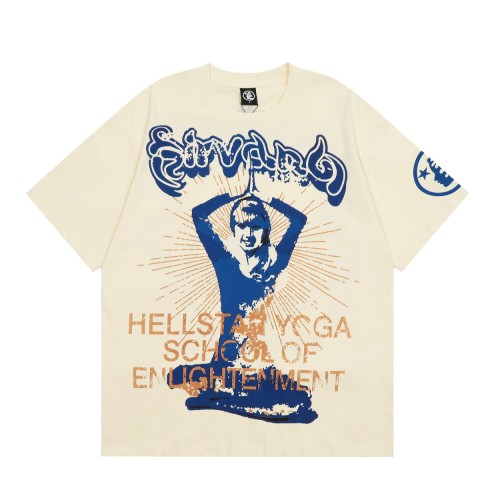 Hellstar Studios Yoga Short Sleeve Tee Shirt Cream