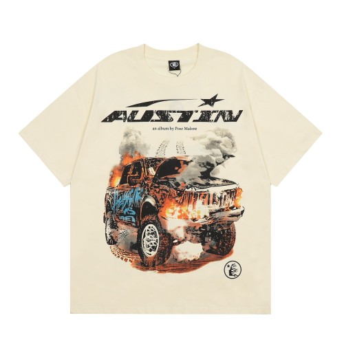 Hellstar Studios x Post Malone Austin Short Sleeve Tee Shirt Cream