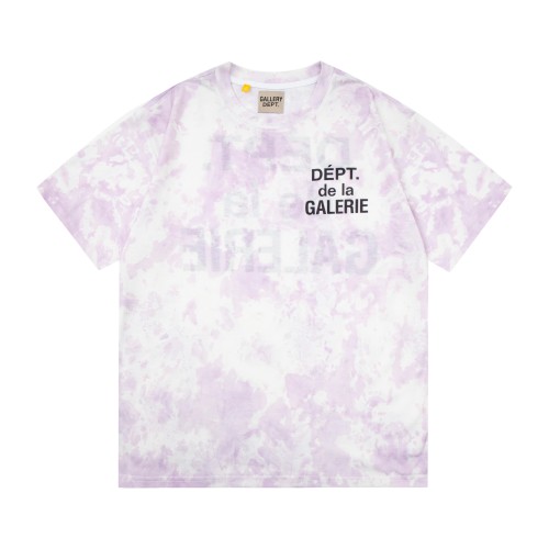 Gallery Dept Tie Dye Letter Printed T-shirt Unisex Fashion Loose Short Sleeve