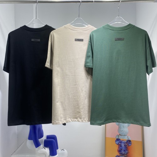 Fear of God Front Silicone Logo Cotton T-shirt Couple Cotton Oversize T-shirt