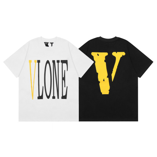 Vlone Multicolor Letter Print Cotton T-shirt Unisex Classic Loose Short Sleeve