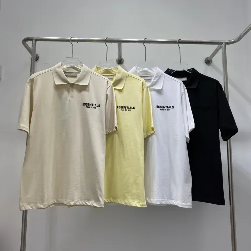 Fear of God Flocking Letter Logo Lapel Collar Polo Shirt Casual Cotton Short Sleeve