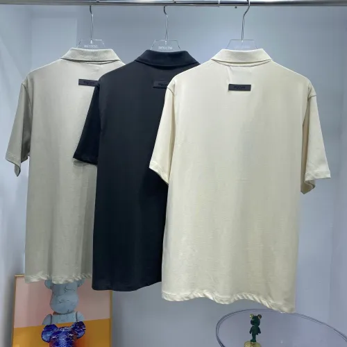 Fear of God Classic Flocking Letter Logo Lapel Collar Polo Shirt Casual Cotton Short Sleeve