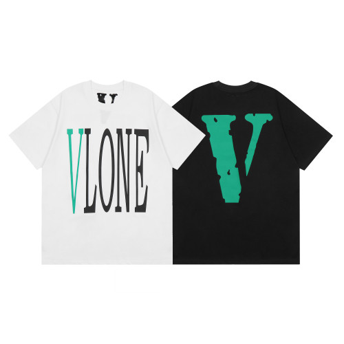 Vlone Fashion Colorful Letter Print Short Sleeve Unisex Street Casual T-shirt
