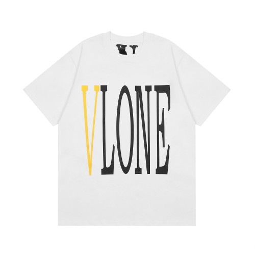 Vlone Multicolor Letter Print Cotton T-shirt Unisex Classic Loose Short Sleeve