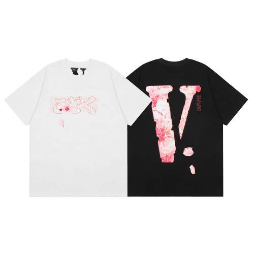 Vlone New Fashion Letter Print Short Sleeve Unisex Casual Youth College Cotton T-shirt